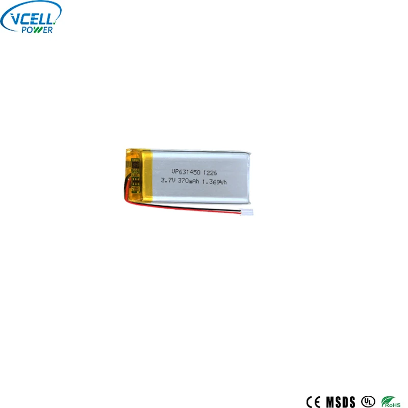 631450 3,7 V 370 mAh Wąska bateria litowo-polimerowa
